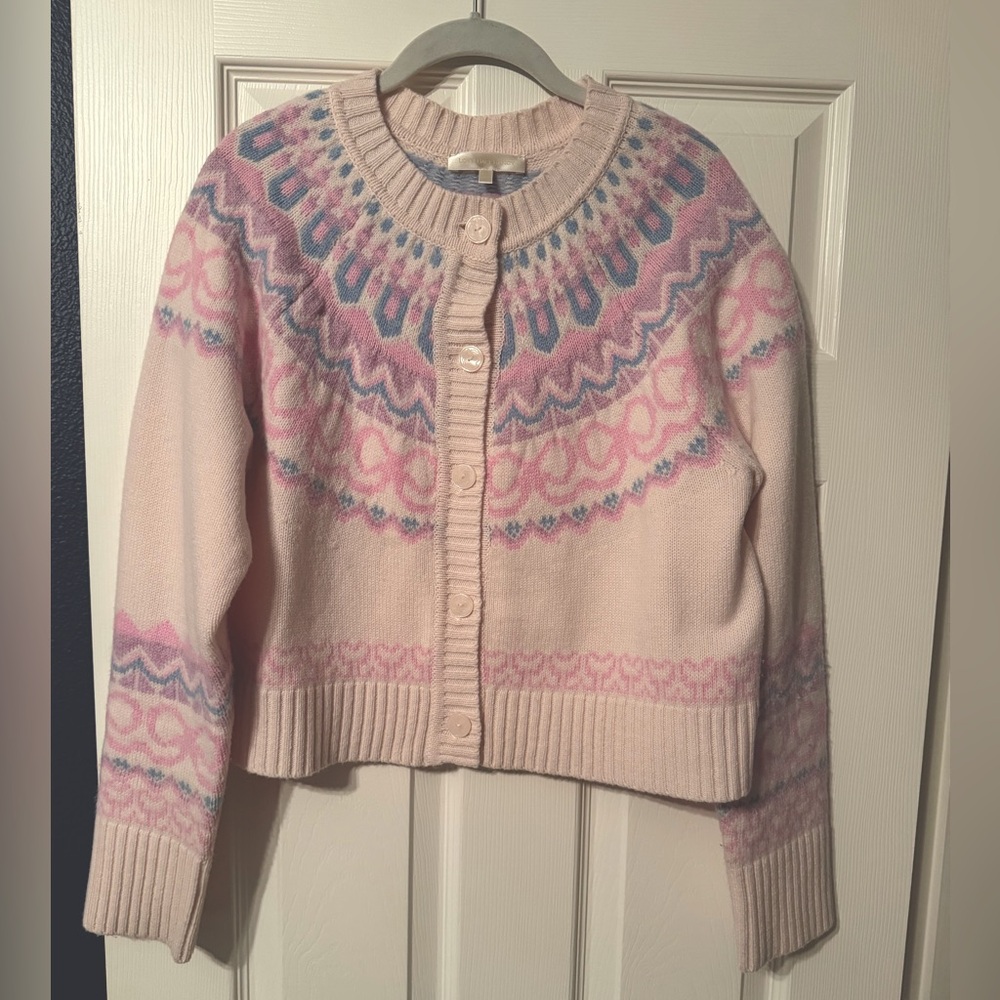 LoveShackFancy fair isle cardigan size L